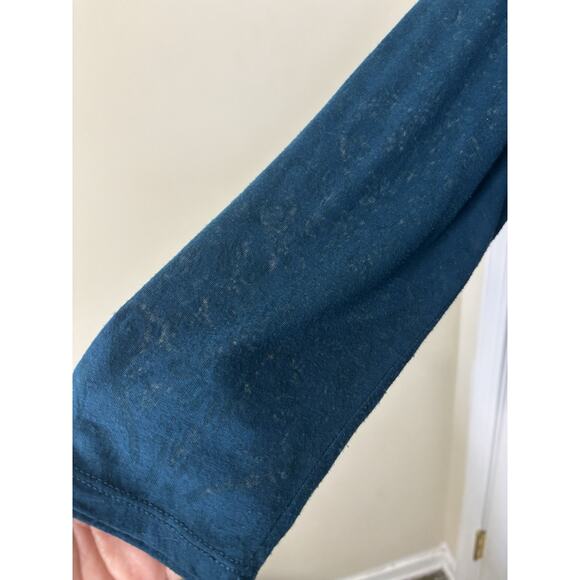 Velvet Burnout Teal Semi Sheer Long Sleeve Top Size XL Floral Paisley Comfy - Picture 6 of 7